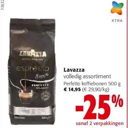 Colruyt Lavazza volledig assortiment Perfetto koffiebonen 500 g aanbieding