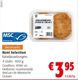 Colruyt Boni Selection kabeljauwburgers 4 stuks 400 g aanbieding