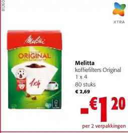 Colruyt Melitta koffiefilters Original 1 x 4 80 stuks aanbieding