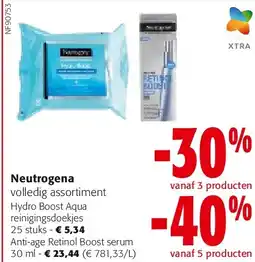 Colruyt Neutrogena Hydro Boost Aqua reinigingsdoekjes 25 stuks aanbieding