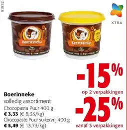 Colruyt Boerinneke Chocopasta Puur 400 g aanbieding