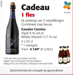 Colruyt Gouden Carolus Tripel 9 % vol of Whisky Infused 11,7 % vol 4 x 33 cl aanbieding