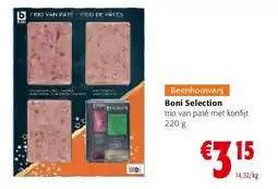 Colruyt Boni Selection trio van paté met konfijt 220 g aanbieding