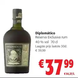 Colruyt Diplomático Reserva Exclusiva rum 40 % vol 70 cl aanbieding