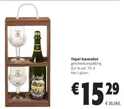 Colruyt Tripel Karmeliet geschenkverpakking 8,4 % vol 75 cl aanbieding