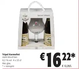 Colruyt Tripel Karmeliet sterk blond bier 8,2 % vol 4 x 33 cl aanbieding