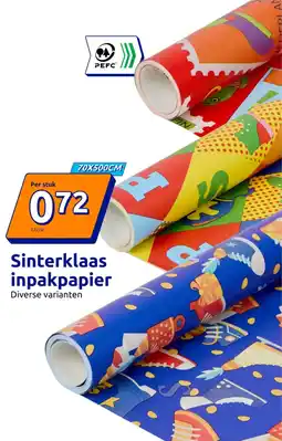 Action Sinterklaas inpakpapier 70X500СМ aanbieding