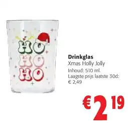 Colruyt Drinkglas Xmas Holly Jolly aanbieding