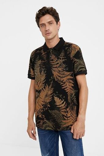 Desigual Tropische polo van piqué - BLACK - L aanbieding
