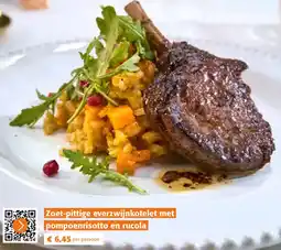 Colruyt Zoet Pittige Everzwijnkotelet met Pompoenrisotto en Rucola aanbieding