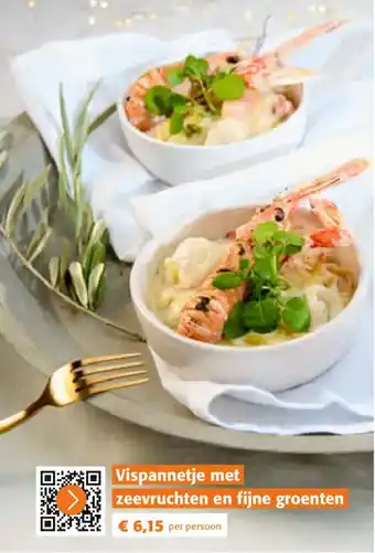 Vispannetje met zeevruchten en fijne groenten