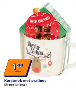 Action Kerstmok met pralines aanbieding