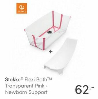 Baby & Tiener Stokke flexi bath transparent pink + newborn support aanbieding