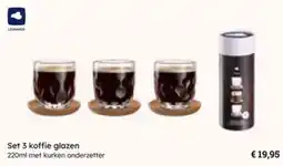 Multi bazar Set 3 koffie glazen aanbieding