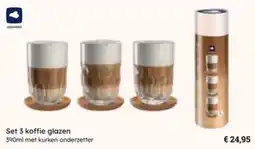 Multi bazar Set 3 koffie glazen aanbieding