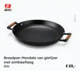 Multi bazar Braadpan Mandala van gietijzer met antikleeflaag aanbieding