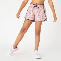 Decathlon Ademende short voor meisjes roze met print aanbieding