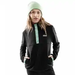 Decathlon Dames Wintersport dikke fleece half-snap trui Stowe-W Zwart aanbieding