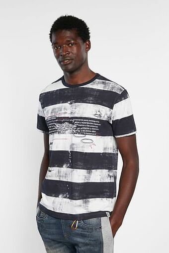 Desigual Gestreept T-shirt 100% katoen - BLUE - S aanbieding