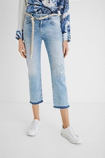 Desigual Enkellange slim fit jeans - BLUE - 26 aanbieding
