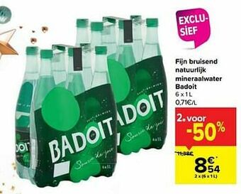 Carrefour Fijn bruisend natuurlijk mineraalwater badoit aanbieding