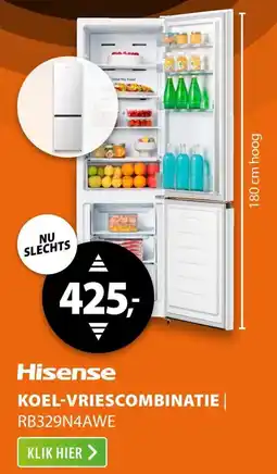 Expert Hisense Koel Vriescombinatie RB329N4AWE aanbieding