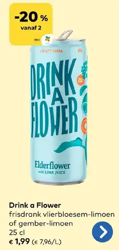 Bio Planet Drink a Flower frisdrank vlierbloesem-limoen of gember-limoen aanbieding