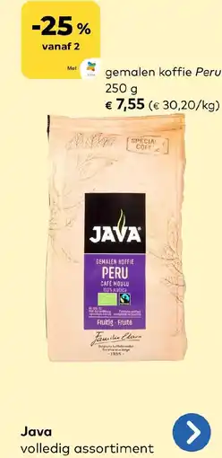 Bio Planet Java gemalen koffie Peru aanbieding