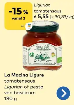 Bio Planet La Macina Ligure tomatensaus Ligurian of pesto van basilicum aanbieding