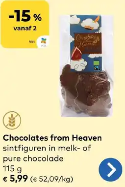 Bio Planet Chocolates from Heaven sintfiguren in melk- of pure chocolade aanbieding