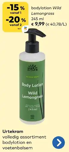 Bio Planet Urtekram bodylotion Wild Lemongrass aanbieding
