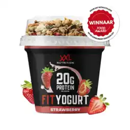 Albert Heijn XXL Nutrition Fit yoghurt protein strawberry aanbieding