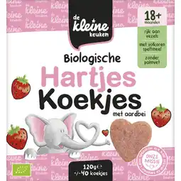 Albert Heijn De Kleine Keuken Biologische hartjes koekjes aardbei 18m+ aanbieding
