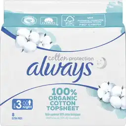 Albert Heijn Always Organic cotton night maandverband aanbieding