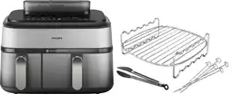 Coolblue Philips 5000 Series Dual Basket NA555/00 + Set de Cuisson Double Niveau aanbieding