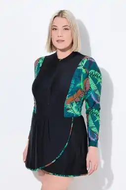 Decathlon Dames Badjurk jungle zachte cups opstaande kraag lange mouwen aanbieding