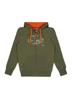 Decathlon Kindersweatshirt van niet-geborsteld katoen met Leone Camouflage-ritssluiting aanbieding