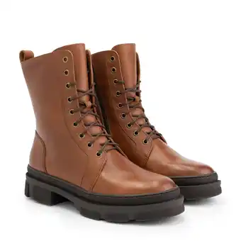 Decathlon Mysa Aster Leren dameslaarzen - Gevoerde veterschoenen - Cognac Bruin Leer aanbieding