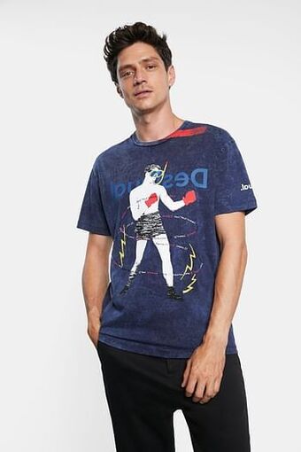 Desigual T-shirt met collageprint - BLUE - XXL aanbieding