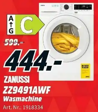 MediaMarkt Zanussi zz9491awf wasmachine aanbieding