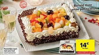 Carrefour Feestelijke taart met vers fruit aanbieding