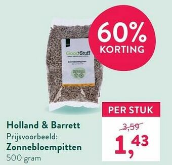 Holland & Barrett Zonnebloempitten aanbieding
