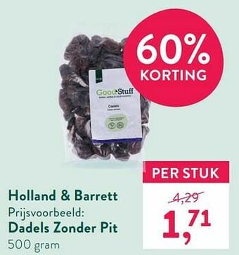 Holland & Barrett Dadels zonder pit aanbieding