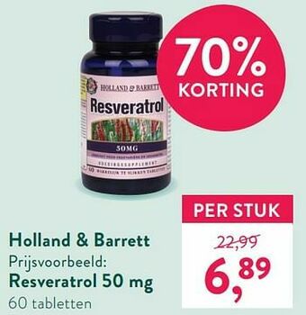 Holland & Barrett Resveratrol 50 mg aanbieding