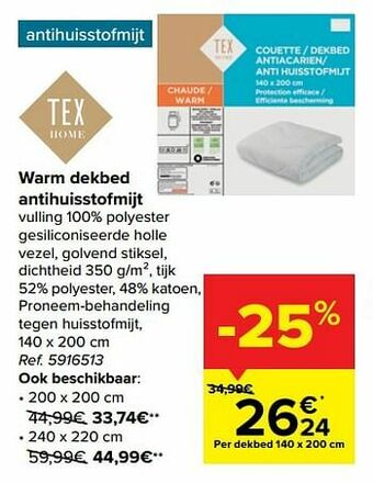 Carrefour Warm dekbed antihuisstofmijt aanbieding