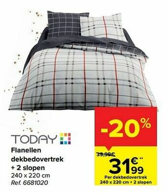 Carrefour Flanellen dekbedovertrek + 2 slopen aanbieding