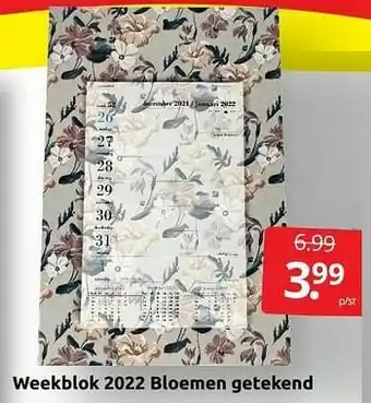Boekenvoordeel Weekblok 2022 bloemen getekend aanbieding