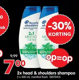 Yess 2x head & shoulders shampoo aanbieding