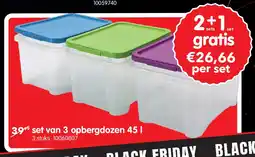 Yess set van 3 opbergdozen 45 l aanbieding