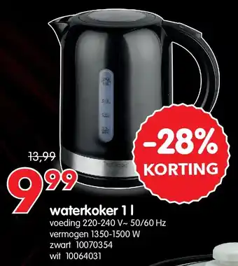Yess waterkoker 1 l aanbieding